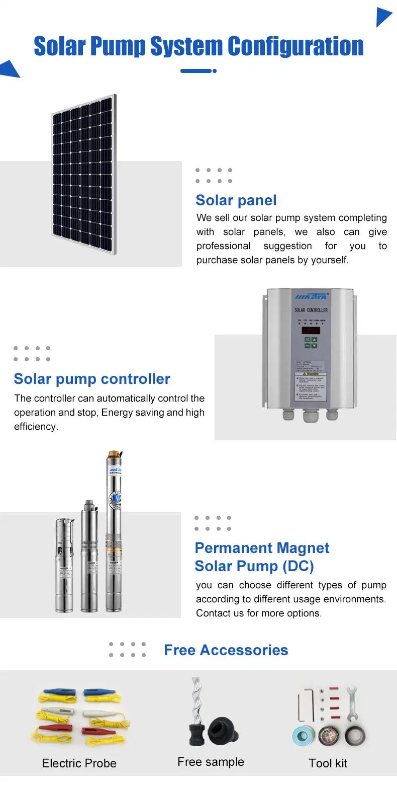 Mastra 4 Inch Stainless Steel Brushless Submersible Deep Well Pump 400W DC Solar Pump Solar Water Pump